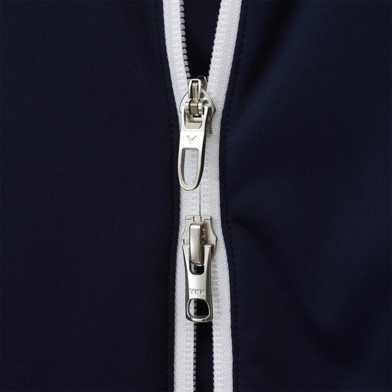 Callaway キャロウェイ メンズゴルフウェア ブルゾン フルジップブルゾン ホワイト・ネイビー 2023年 春夏モデル C23215100 ゴルフ用品,メンズウェア,ゴルフウェア,アウター,ブルゾン,ジャケット,スターストレッチeco素材,ロゴプリント,収納袋付き,キャロウェイ,春夏,2023モデル