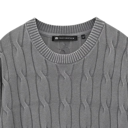 【Travis Mathew】トラヴィスマシュー 製品染め クルーネック ケーブルセーター 7AL044